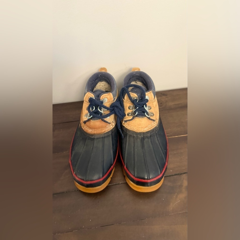 Lands’ End Duck Boots Leather Rubber Rain Snow Boots Size 8